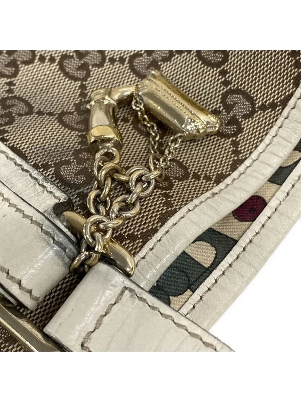 Gucci Tote GG Pattern Sherry Beige Ivory Multi Leather